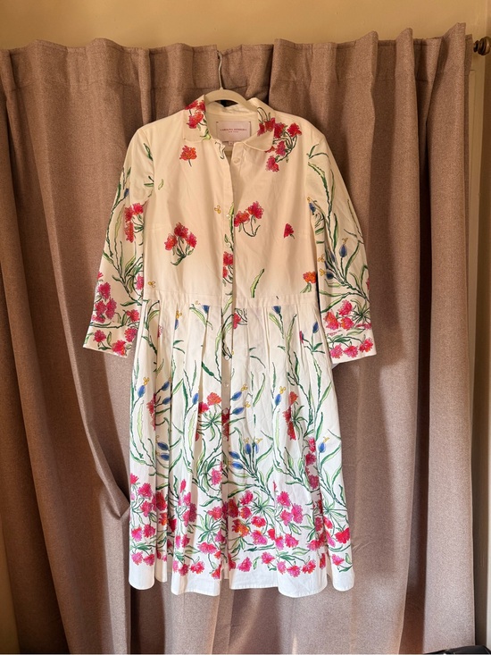 Carolina Herrera Dresses & Skirts - Carolina Herrera White Long-Sleeve Floral Embroidered Dress